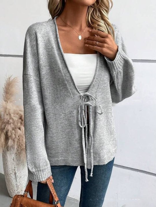 Women's Cardigan Lace-up Solid Color Short Coat