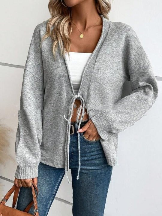 Women's Cardigan Lace-up Solid Color Short Coat