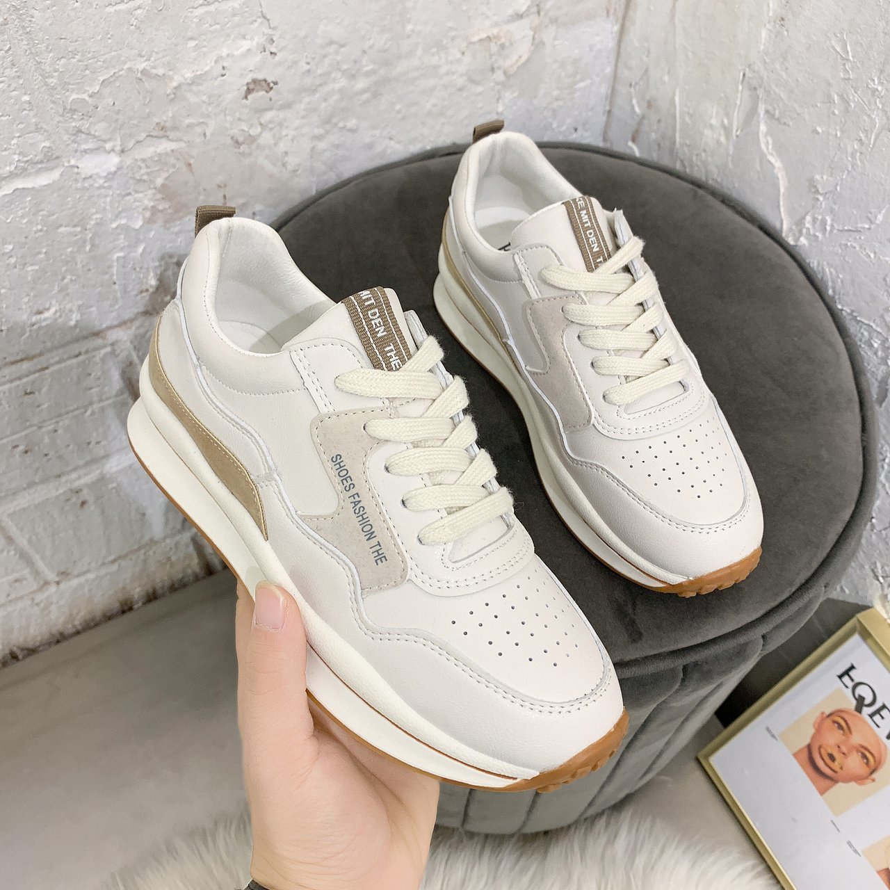 Breathable Low Top Flat Bottom 41 Size Female Lace-up Casual Shoes