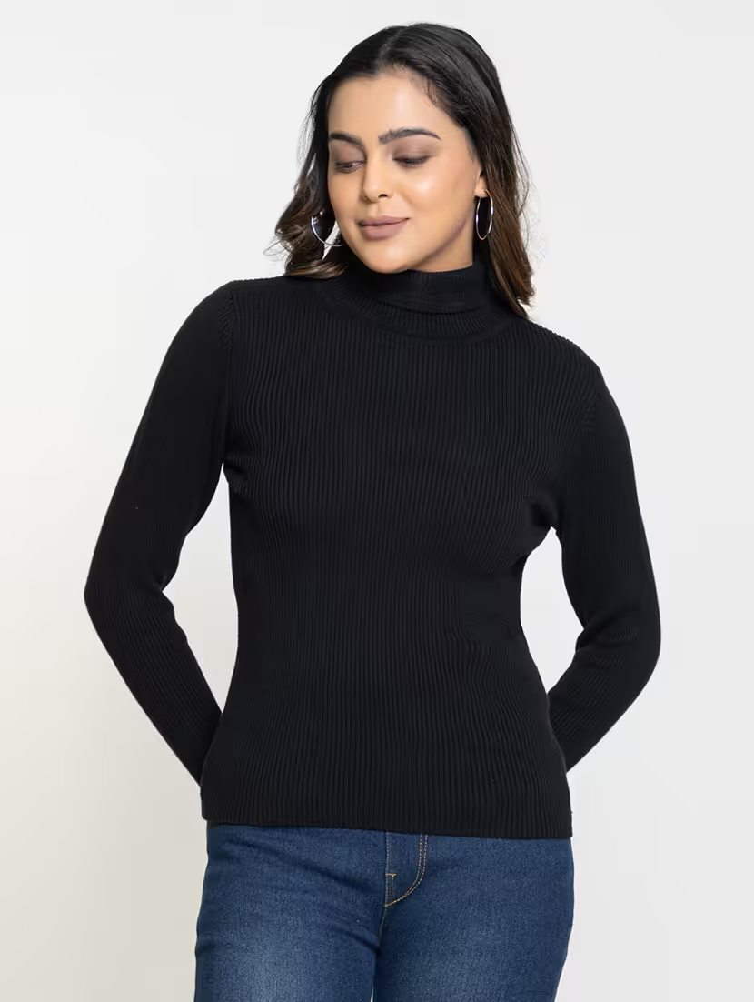 Women's Woollen High Neck Full Sleeves Pullover Sweaters for Winters